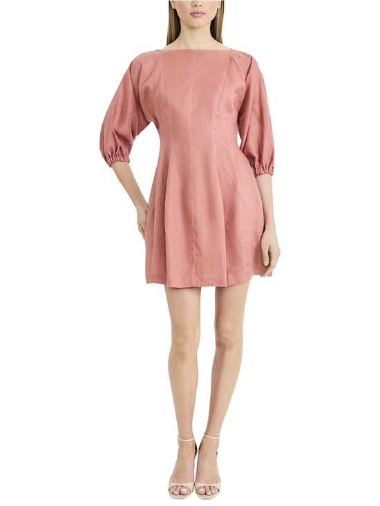 Luxely Dresses & Skirts - Luxely Boatneck Puff Sleeve Mini Dress in Dusty Rose Size 2 BNWT